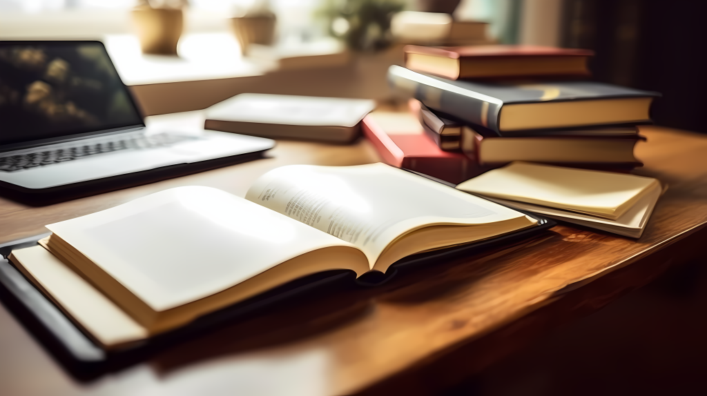 夏日午后摊开的书籍图片