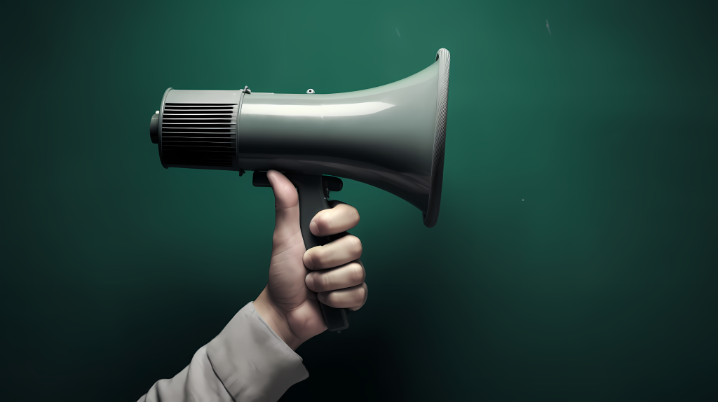 手持大喇叭宣传广播拍摄图