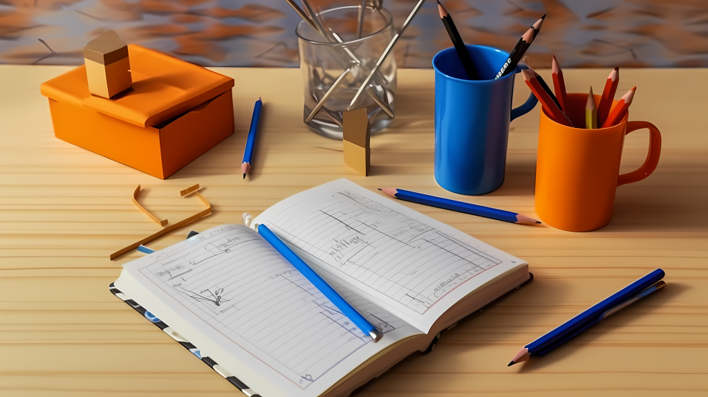 笔记本办公用品摄影版权图片下载