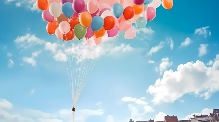 节日缤纷气球摄影图版权图片下载