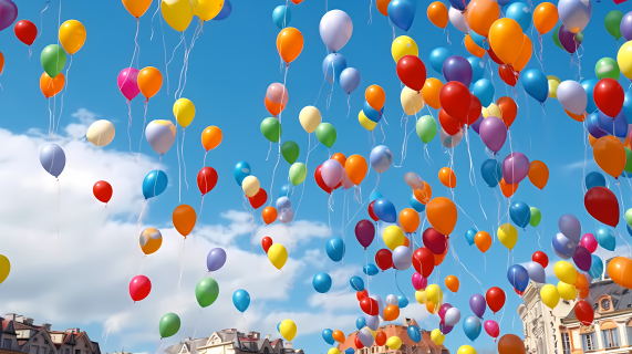 五颜六色的彩色气球摄影图