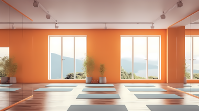 橙色优雅瑜伽教室摄影图