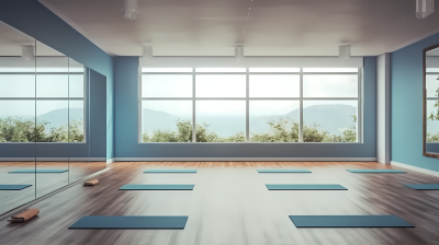 明亮干净的瑜伽教室摄影图