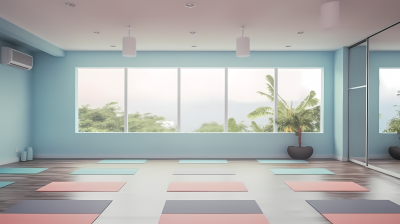 明亮清洁的瑜伽教室摄影图