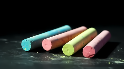 清新明亮的四色粉笔摄影图片