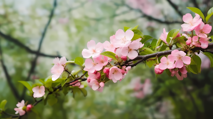 花园里盛开的桃花高清图版权图片下载