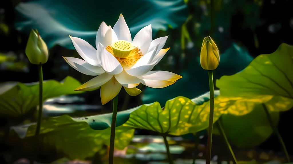 荷塘清香白莲花绽放摄影图版权图片下载