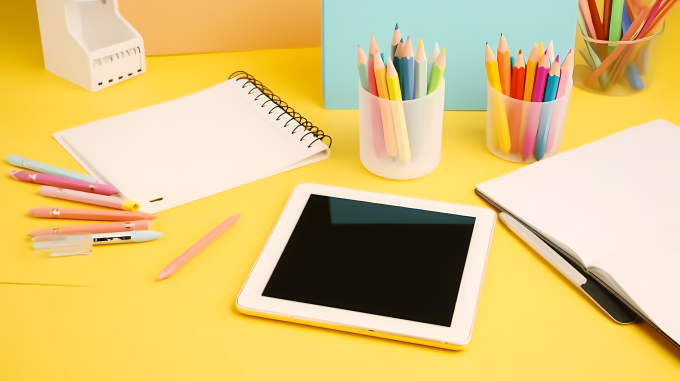 儿童学习用品平板电脑摄影图