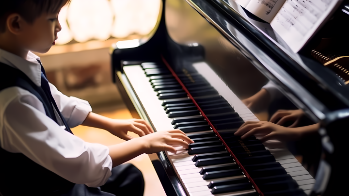 古典风钢琴童年摄影图版权图片下载