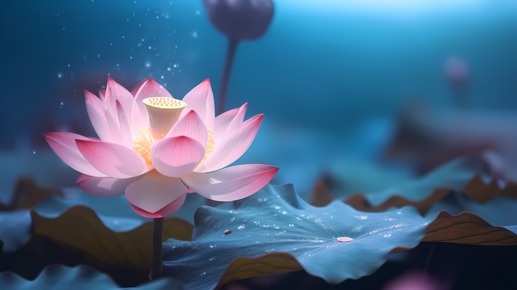 荷塘美景粉色荷花摄影图