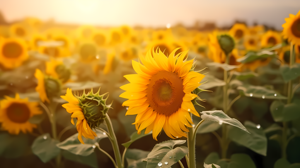 一片金灿灿的向日葵花摄影图