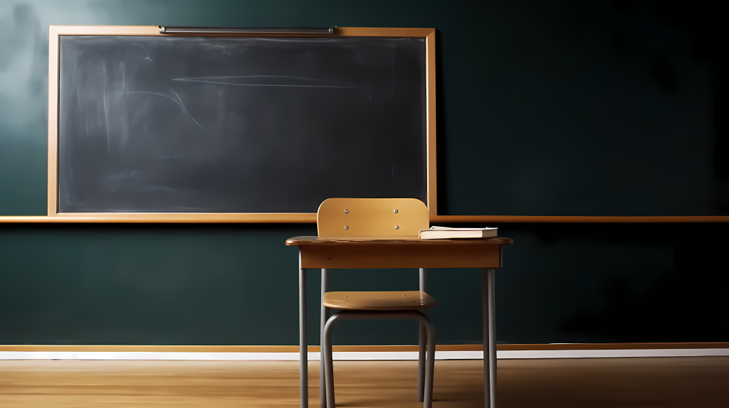 干净整洁的课桌椅摄影图