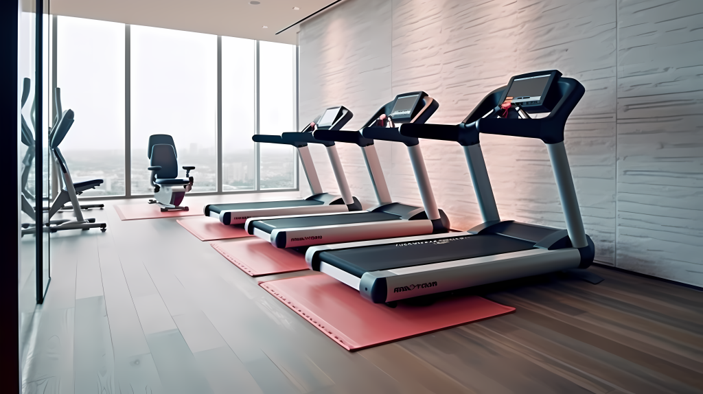 健身房跑步机实拍摄影版权图片下载