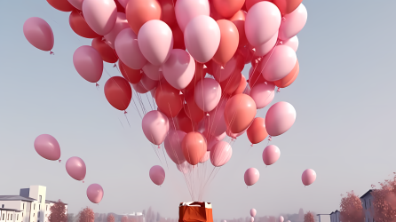庆祝活动的粉色装饰气球摄影图