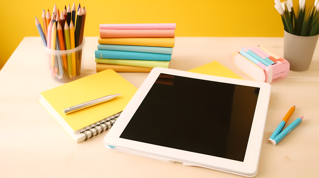 桌上学习文具摄影图版权图片下载