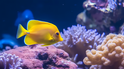 漂亮的黄色小鱼摄影图