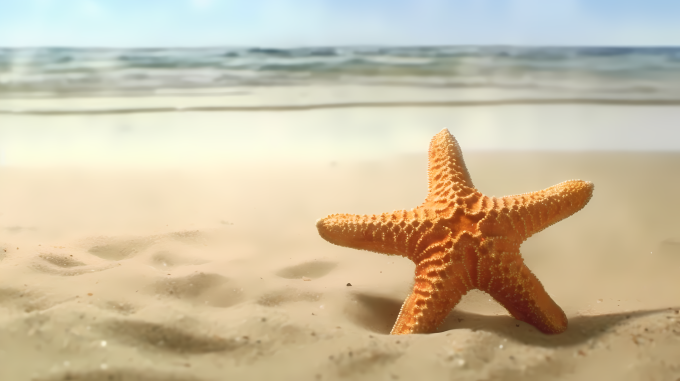 沙滩上的胖海星摄影图片
