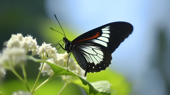 唯美黑白色蝴蝶摄影图片