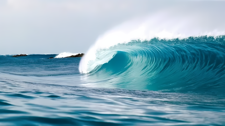 碧海蓝天清澈海水的波浪摄影图版权图片下载