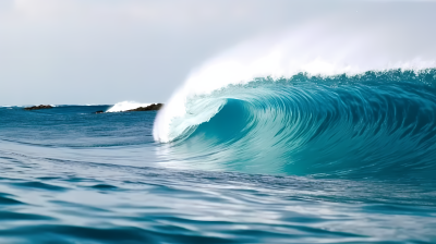 碧海蓝天清澈海水的波浪摄影图