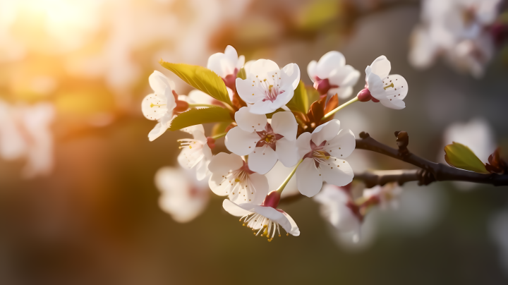 绚烂多彩的樱花盛开景摄影图版权图片下载