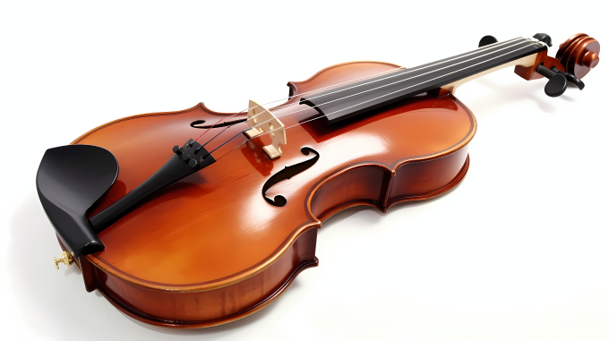 白色背景精致小提琴摄影图
