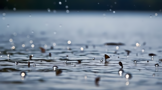 雨滴轻灵海景倾斜移轴摄影图