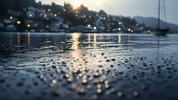 水中雨滴的倾斜移轴摄影图