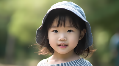 公园里的亚洲小女孩摄影图