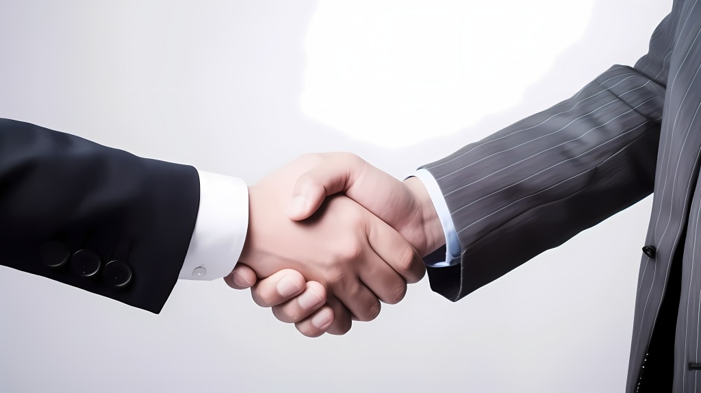 企业合作合影握手摄影图