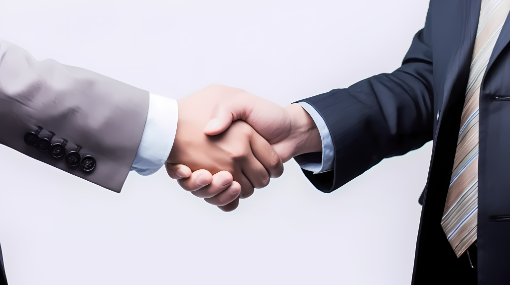 白色背景商务握手摄影图片