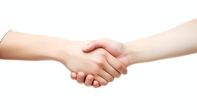 白色背景社交握手摄影图
