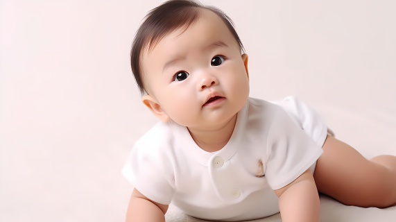 纯白背景下的可爱婴儿摄影图