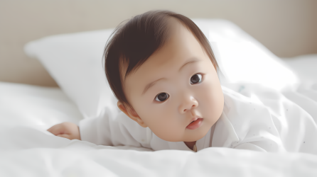 幸福健康的亚洲婴儿摄影图