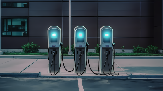 高科技的电动汽车充电站摄影图