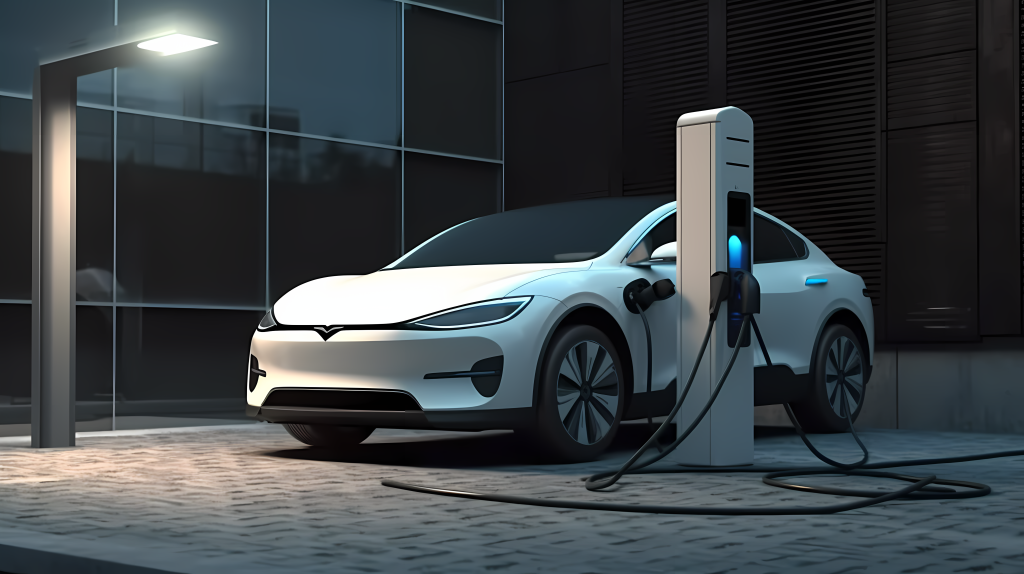 新能源汽车充电站与车辆摄影版权图片下载