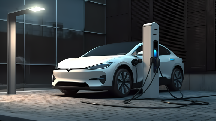 新能源汽车充电站与车辆摄影版权图片下载