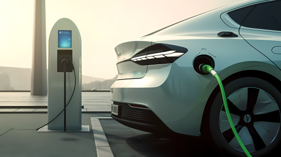 新能源充电站与汽车摄影图