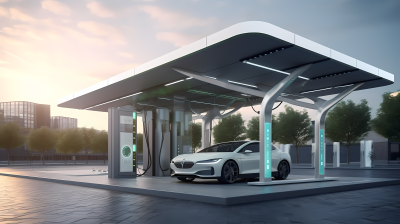 高科技的新能源汽车充电站摄影图片