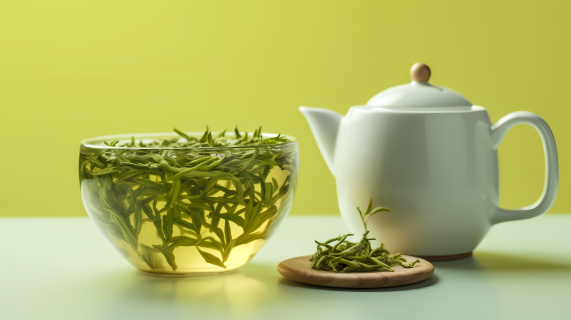 藤编茶盅清新古典茶文化摄影图