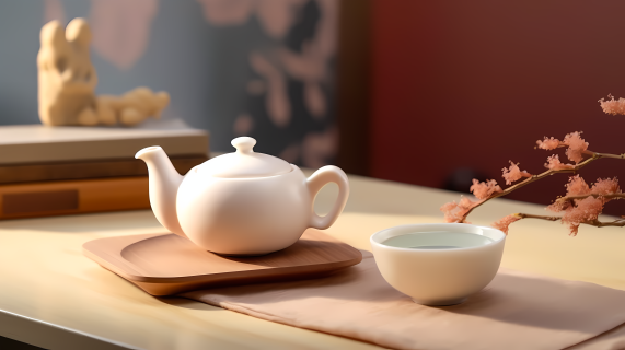 恒香茶壶柔和梦幻氛围摄影图片