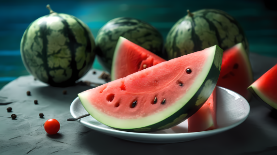 夏日清凉西瓜水果盘摄影图