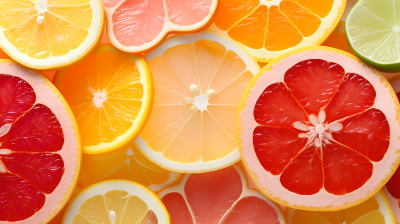 颜色鲜艳的柑橘水果切片摄影图片