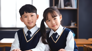 校园生活中的亚洲学生摄影图片