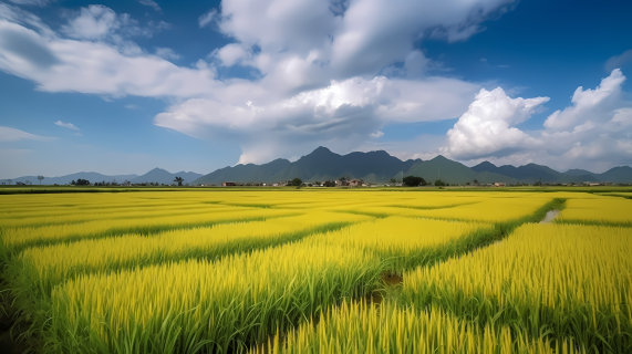 中国黄色稻田风景摄影图片