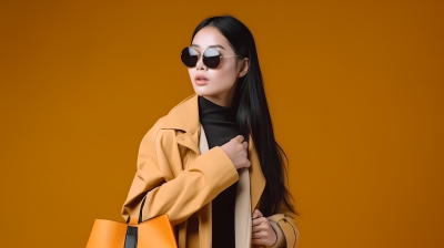 亚洲时尚女性拎包购物摄影图