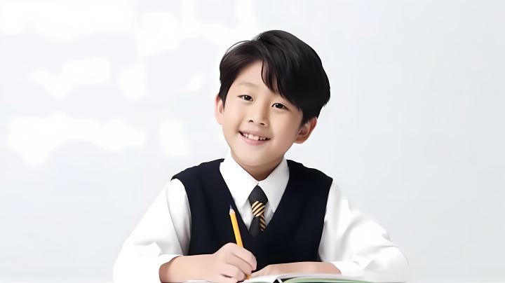 亚洲男孩校服微笑学习摄影版权图片下载