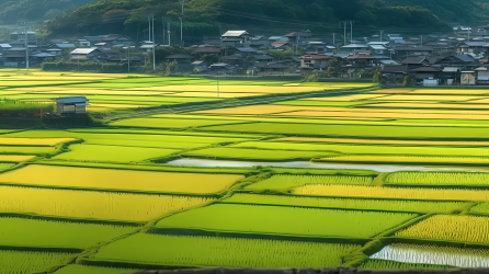 自然农业稻田风光摄影图