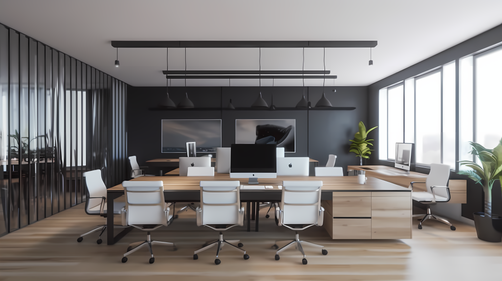 现代化工作空间商务人员工作场所静谧摄影图