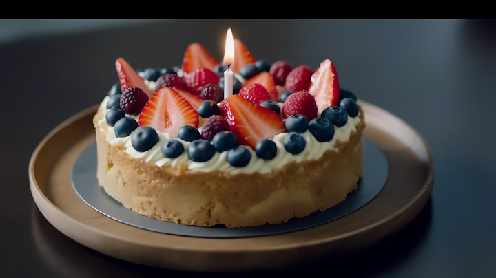 蓝莓草莓水果蛋糕摄影图版权图片下载